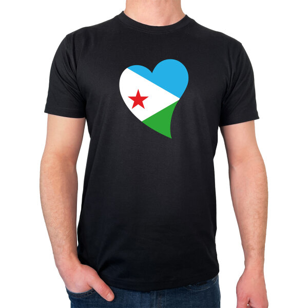 Herren T-Shirt Dschibuti Flagge Herz
