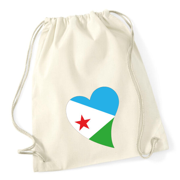 Turnbeutel Dschibuti Flagge Herz 12 Liter