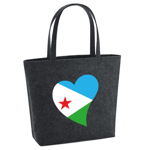 Filz Shopper Dschibuti Flagge Herz 22 Liter
