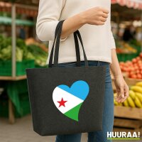 Filz Shopper Dschibuti Flagge Herz 22 Liter