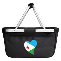 Einkaufskorb faltbar Dschibuti Flagge Herz 20 Liter Black