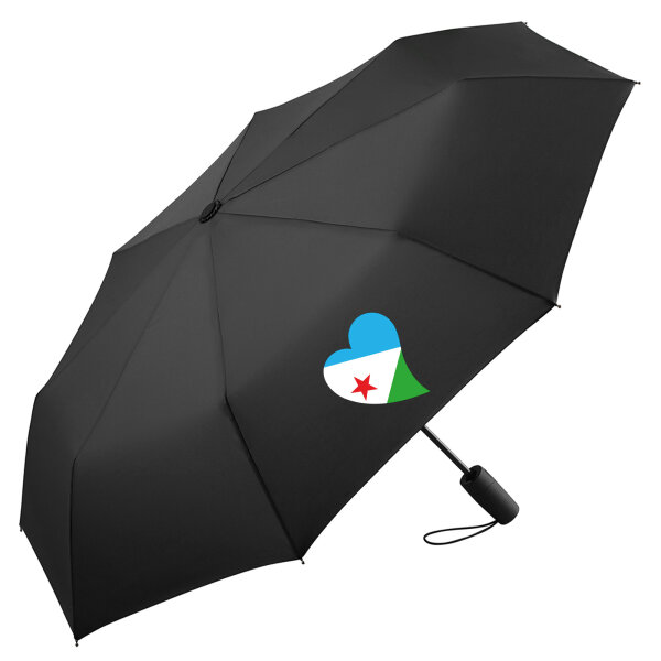 Regenschirm Dschibuti Flagge Herz 98cm Schwarz