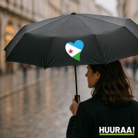 Regenschirm Dschibuti Flagge Herz 98cm Schwarz