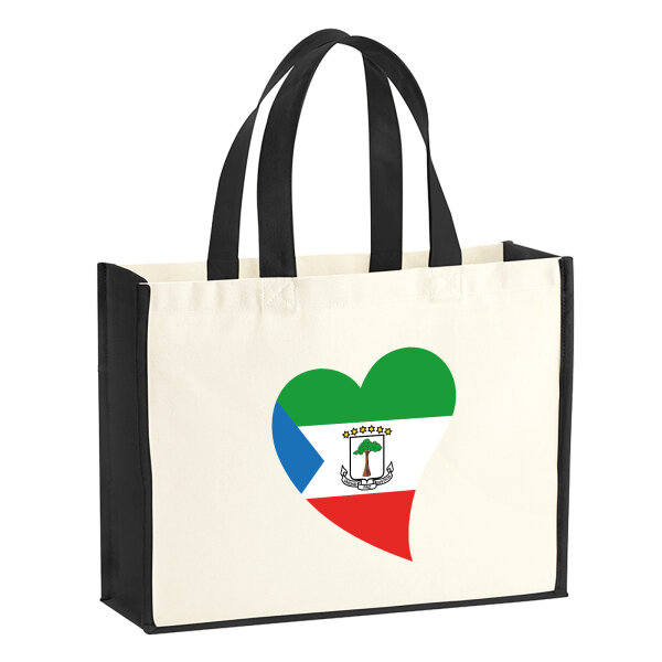 Jutetasche Äquatorialguinea Flagge Herz 21 Liter Black