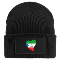 Beanie mit Patch Äquatorialguinea Flagge Herz Black