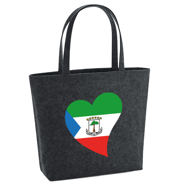 Filz Shopper Äquatorialguinea Flagge Herz 22 Liter