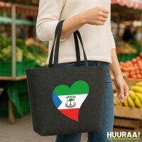 Filz Shopper Äquatorialguinea Flagge Herz 22 Liter