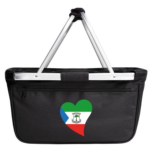 Einkaufskorb faltbar Äquatorialguinea Flagge Herz 20 Liter Black