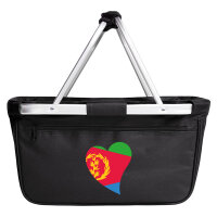 Einkaufskorb faltbar Eritrea Flagge Herz 20 Liter Black