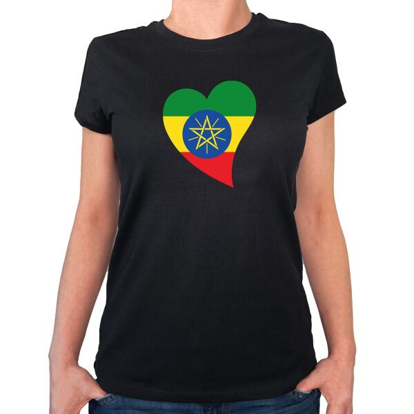 Damen T-Shirt Äthiopien Flagge Herz
