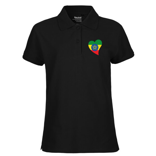 Damen Polo Shirt Äthiopien Flagge Herz