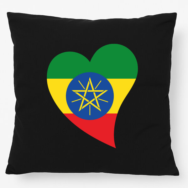Kissen Äthiopien Flagge Herz 40x40cm