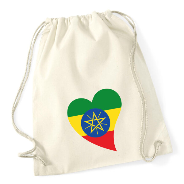 Turnbeutel Äthiopien Flagge Herz 12 Liter