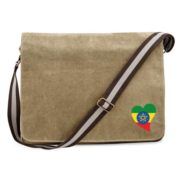Umhängetasche Äthiopien Flagge Herz 14 Liter