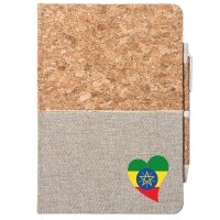 Notizbuch A5 Äthiopien Flagge Herz 80 Blatt inkl....