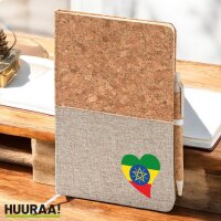 Notizbuch A5 Äthiopien Flagge Herz 80 Blatt inkl....