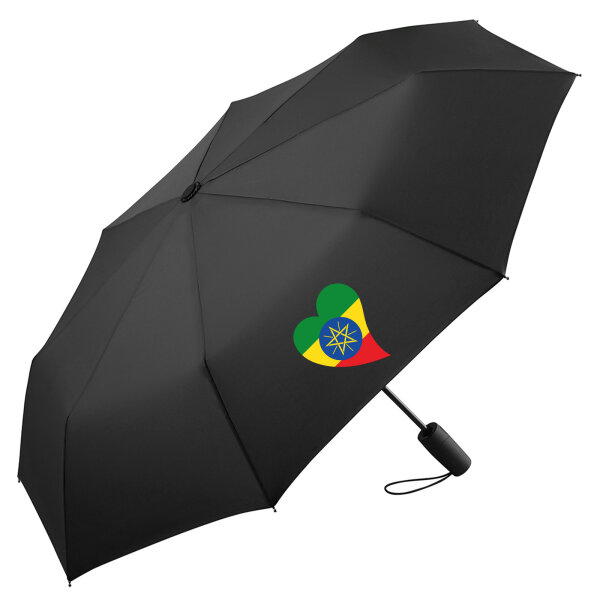 Regenschirm Äthiopien Flagge Herz 98cm Schwarz