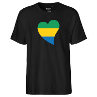 Herren T-Shirt Gabun Flagge Herz
