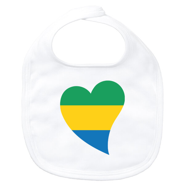 Baby Lätzchen Gabun Flagge Herz Klettverschluss