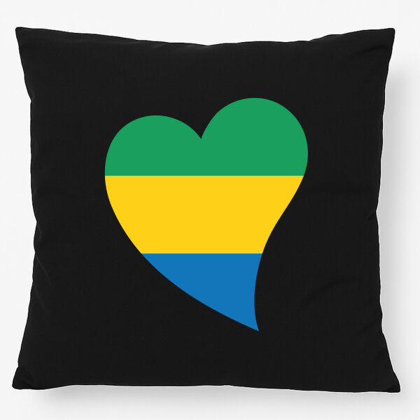 Kissen Gabun Flagge Herz 40x40cm