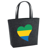 Filz Shopper Gabun Flagge Herz 22 Liter