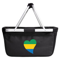Einkaufskorb faltbar Gabun Flagge Herz 20 Liter Black
