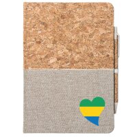 Notizbuch A5 Gabun Flagge Herz 80 Blatt inkl. Kugelschreiber