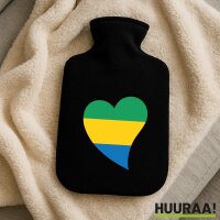 Wärmflasche Gabun Flagge Herz