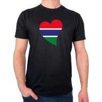Herren T-Shirt Gambia Flagge Herz