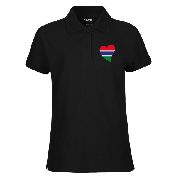 Damen Polo Shirt Gambia Flagge Herz