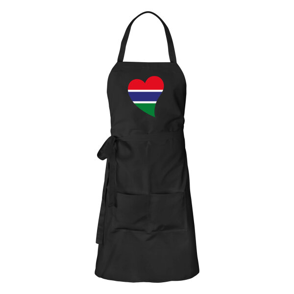 Schürze Gambia Flagge Herz mit Taschen
