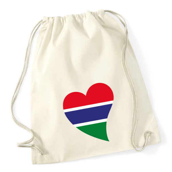 Turnbeutel Gambia Flagge Herz 12 Liter
