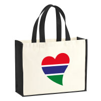 Jutetasche Gambia Flagge Herz 21 Liter Black