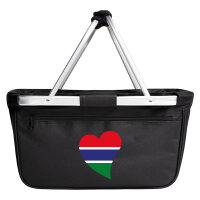 Einkaufskorb faltbar Gambia Flagge Herz 20 Liter Black