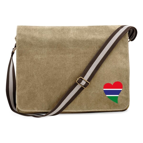 Umhängetasche Gambia Flagge Herz 14 Liter