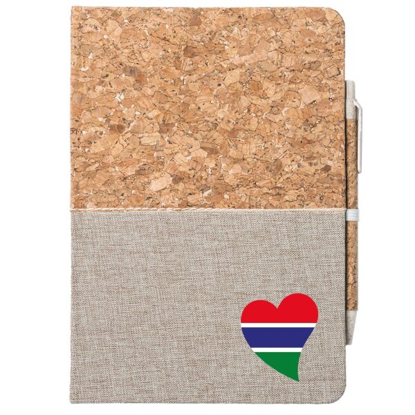 Notizbuch A5 Gambia Flagge Herz 80 Blatt inkl. Kugelschreiber