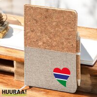 Notizbuch A5 Gambia Flagge Herz 80 Blatt inkl....