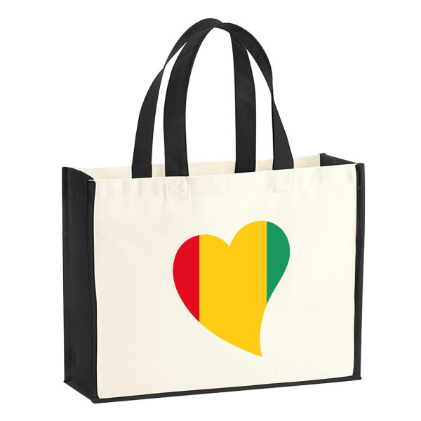 Jutetasche Guinea Flagge Herz 21 Liter Black
