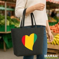 Filz Shopper Guinea Flagge Herz 22 Liter