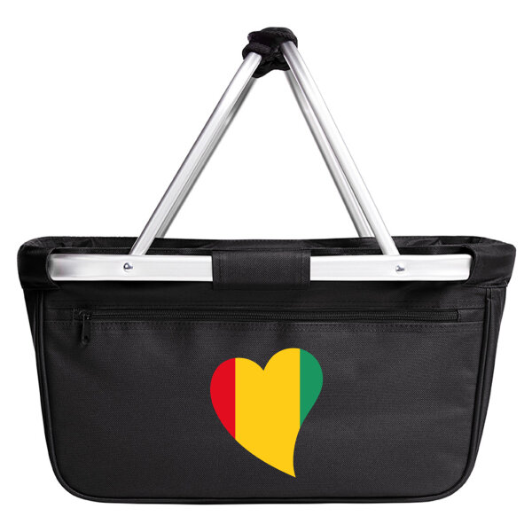 Einkaufskorb faltbar Guinea Flagge Herz 20 Liter Black