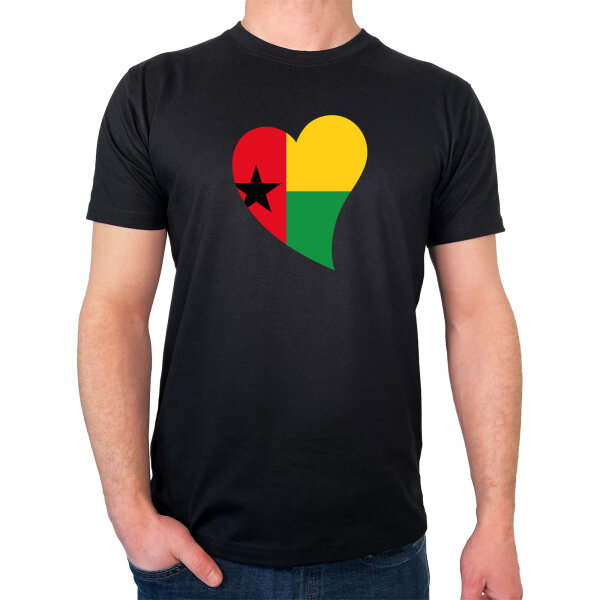 Herren T-Shirt Guinea-Bissau Flagge Herz