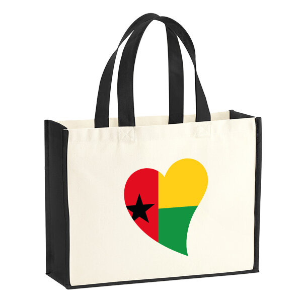 Jutetasche Guinea-Bissau Flagge Herz 21 Liter Black
