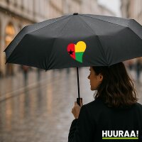 Regenschirm Guinea-Bissau Flagge Herz 98cm Schwarz