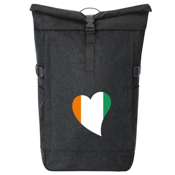 Kurierrucksack Elfenbeinküste Flagge Herz 30-44 Liter Black Melange