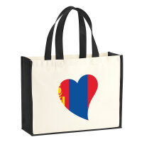 Jutetasche Mangolie Flagge Herz 21 Liter Black