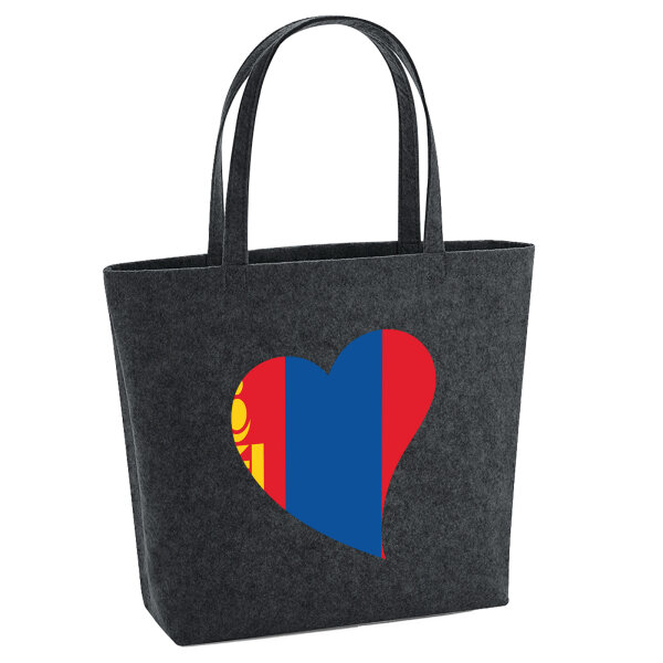 Filz Shopper Mangolie Flagge Herz 22 Liter