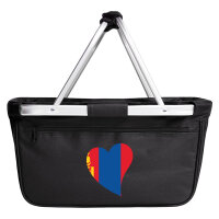 Einkaufskorb faltbar Mangolie Flagge Herz 20 Liter Black