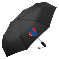 Regenschirm Mangolie Flagge Herz 98cm Schwarz