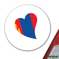 Aufkleber Mangolie Flagge Herz 10cm rund