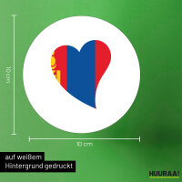 Aufkleber Mangolie Flagge Herz 10cm rund